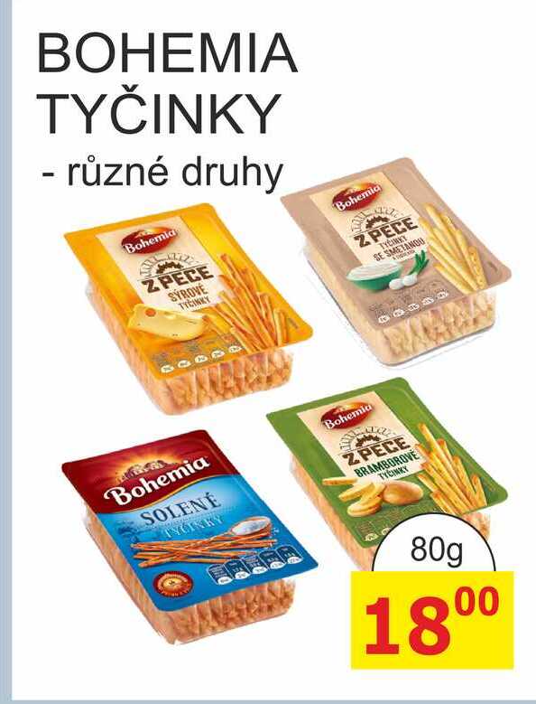 BOHEMIA TYČINKY - různé druhy 80g