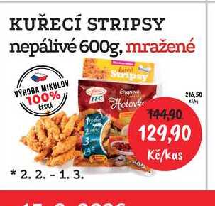 KUŘECÍ STRIPSY nepálivé 600g, mražené