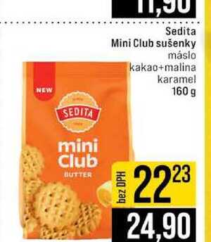 Sedita Mini Club sušenky máslo kakao+malina karamel 160 g