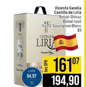 Vicente Gandia Castillo de Liria Bobal-Shiraz Bobal rosé Viura-Sauvignon Blanc 3l