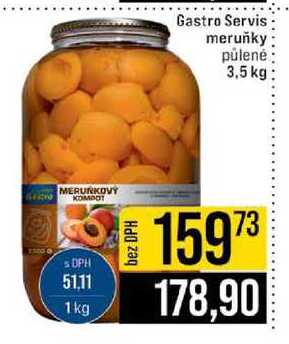 Gastro Servis meruňky půlené 3,5 kg