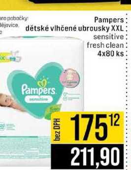 Pampers dětské vlhčené ubrousky XXL sensitive fresh clean 4x80 ks 