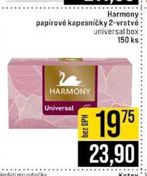 Harmony papírové kapesníčky 2-vrstvé universal box 150 ks
