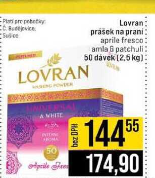 Lovran prášek na praní aprile fresco amla & patchuli 50 dávek 2,5 kg