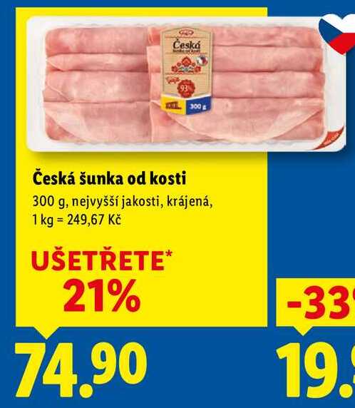 Česká šunka od kosti, 300 g