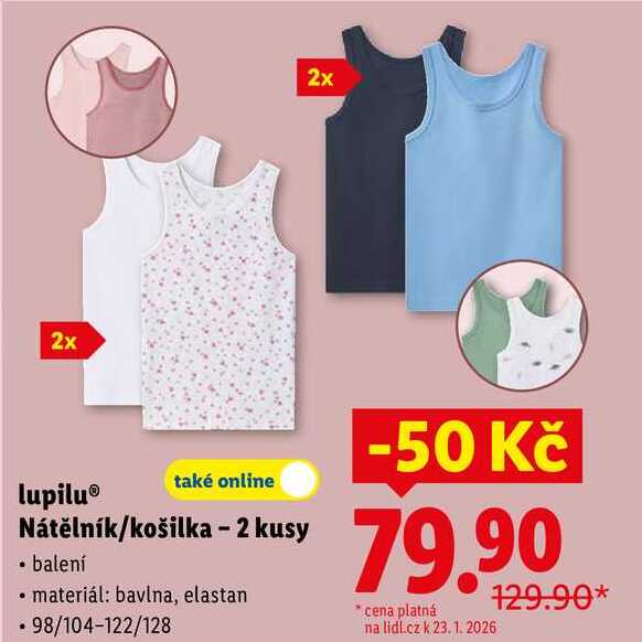 lupilu Nátělník/košilka - 2 kusy