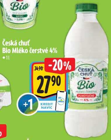 Česká chuť Bio Mléko čerstvé 4%, 1 l