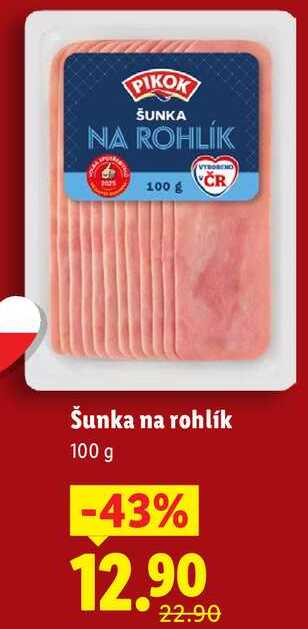 Šunka na rohlík, 100 g 