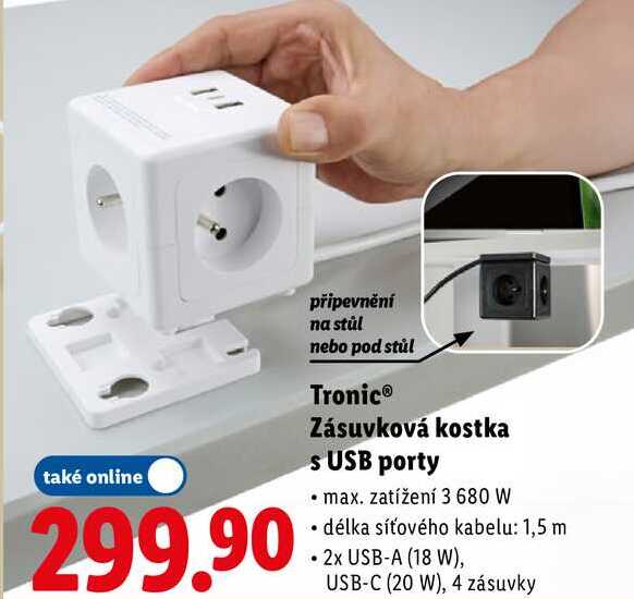Tronic Zásuvková kostka s USB porty