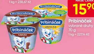 Pribináček 70g, vybrané druhy