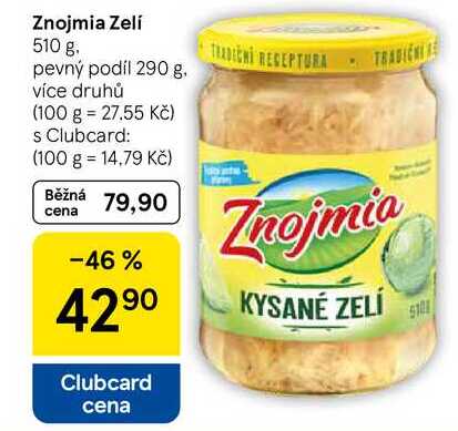 Znojmia Zelí, 510 g. pevný podíl 290 g