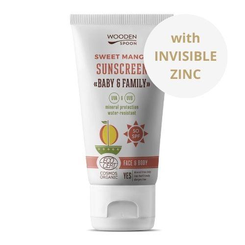 Wooden Spoon Opalovací tělové mléko Mango Baby&Family SPF50 150ml