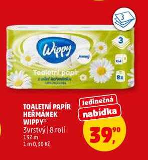 TOALETNÍ PAPÍR HEŘMÁNEK WIPPY, 18 rolí 