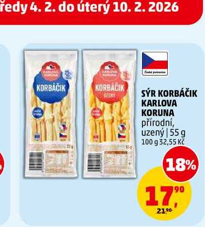 SÝR KORBÁČIK KARLOVA KORUNA, 55 g 