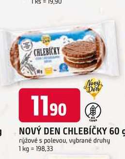 NOVÝ DEN CHLEBÍČKY rýžové s polevou, vybrané druhy 60g