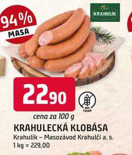 KRAHULECKÁ KLOBÁSA 100 g