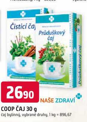 COOP ČAJ 30 g NAŠE ZDRAVÍ čaj bylinný, vybrané druhy