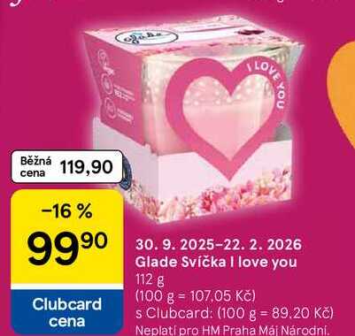 Glade Svíčka I love you, 112 g
