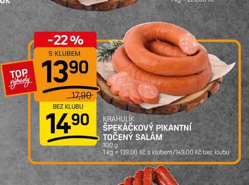 ŠPEKÁČKOVÝ PIKANTNÍ TOČENÝ SALÁM 100 g