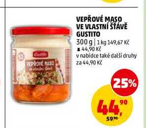 VEPŘOVÉ MASO VE VLASTNÍ ŠŤÁVĚ GUSTITO, 300 g 