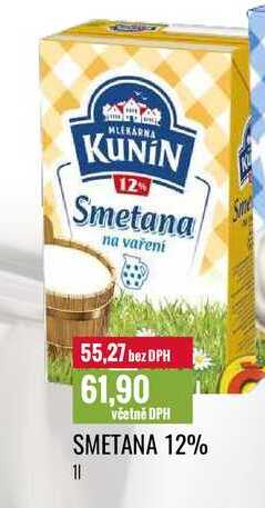 SMETANA 12% 1l v akci