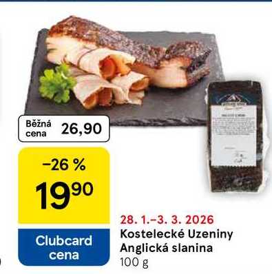 Kostelecké Uzeniny Anglická slanina, 100 g 