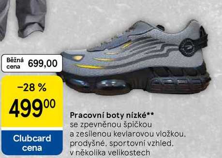 Pracovní boty nízké, se zpevněnou špičkou a zesílenou kevlarovou vložkou. prodyšné, sportovní vzhled. v několika velikostech 