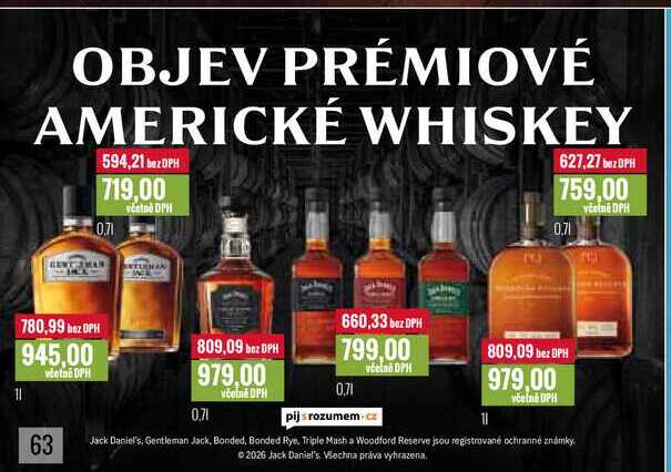 PRÉMIOVÉ AMERICKÉ WHISKEY 0,7l, 1l