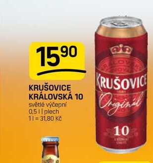 KRUŠOVICE KRÁLOVSKÁ 10 světlé výčepní 0,5l, plech v akci