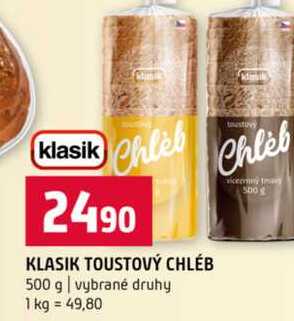 KLASIK TOUSTOVÝ CHLÉB 500 g vybrané druhy