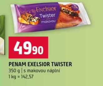 PENAM EXELSIOR TWISTER 350 g s makovou náplní 