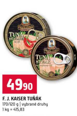 F. J. KAISER TUŇÁK 170/120 g vybrané druhy