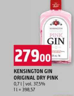 KENSINGTON GIN ORIGINAL DRY PINK 0,7l vol. 37,5% 