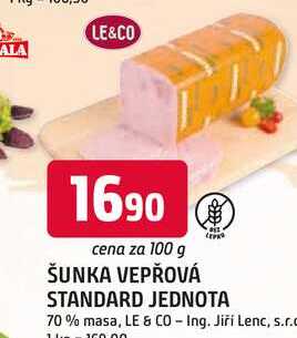 ŠUNKA VEPŘOVÁ STANDARD JEDNOTA 100g