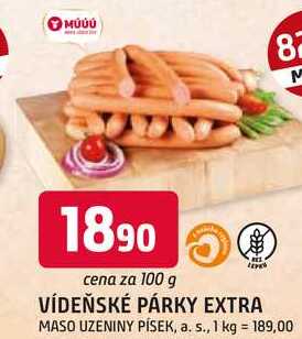 VÍDEŇSKÉ PÁRKY EXTRA 100 g