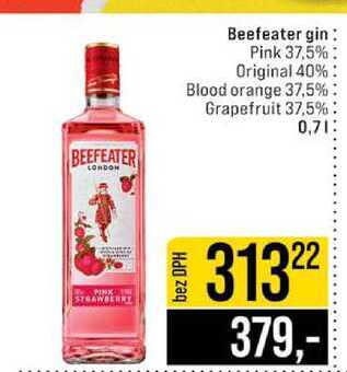 Beefeater gin Pink 37,5% Original 40% Blood orange 37,5% Grapefruit 37,5% 0,7l