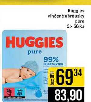 Huggies vlhčené ubrousky pure 3 x 56 ks 