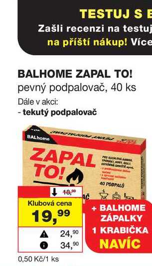 BALHOME ZAPAL TO! pevný podpalovač, 40 ks 