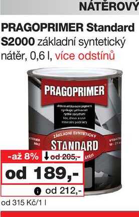 NÁTĚROVÝ PRAGOPRIMER Standard S2000 základní syntetický nátěr, 0,6l