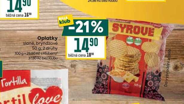 Oplatky slané, bryndzové 50 g v akci