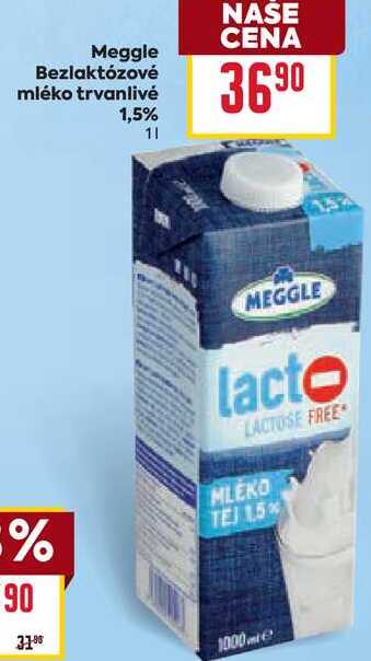 Meggle Bezlaktózové mléko trvanlivé 1,5% 1l
