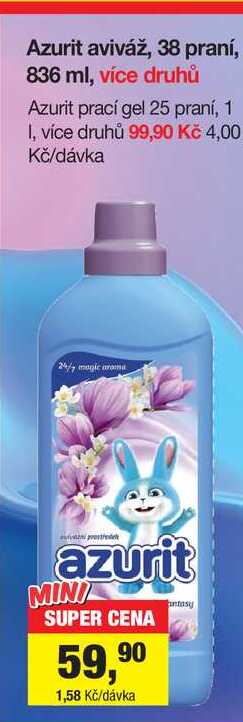 Azurit aviváž, 38 praní, 836 ml