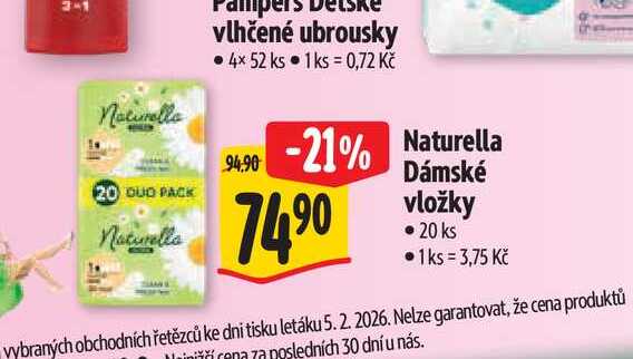  Naturella Dámské vložky  20 ks 