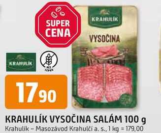 KRAHULÍK VYSOČINA SALÁM 100 g 