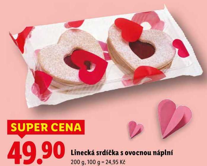 Linecká srdíčka s ovocnou náplní, 200 g