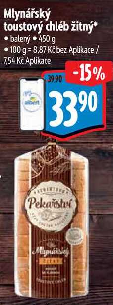 Mlynářský toustový chléb žitný, 450 g