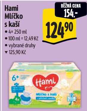 Hami Mlíčko s kaší, 4x 250 ml 