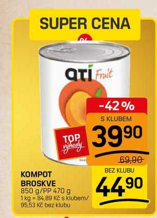 KOMPOT BROSKVE 850 g/PP 470 g