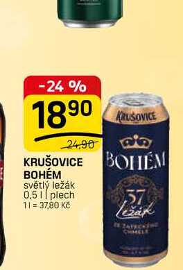 KRUŠOVICE BOHÉM světlý ležák 0,5l plech