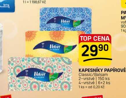 KAPESNÍKY PAPÍROVÉ Classic/Balsam 2-vrstvé 150 ks